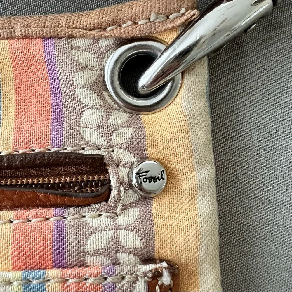 Fossil Multicolor Floral & Striped Crossbody Messenger Bag